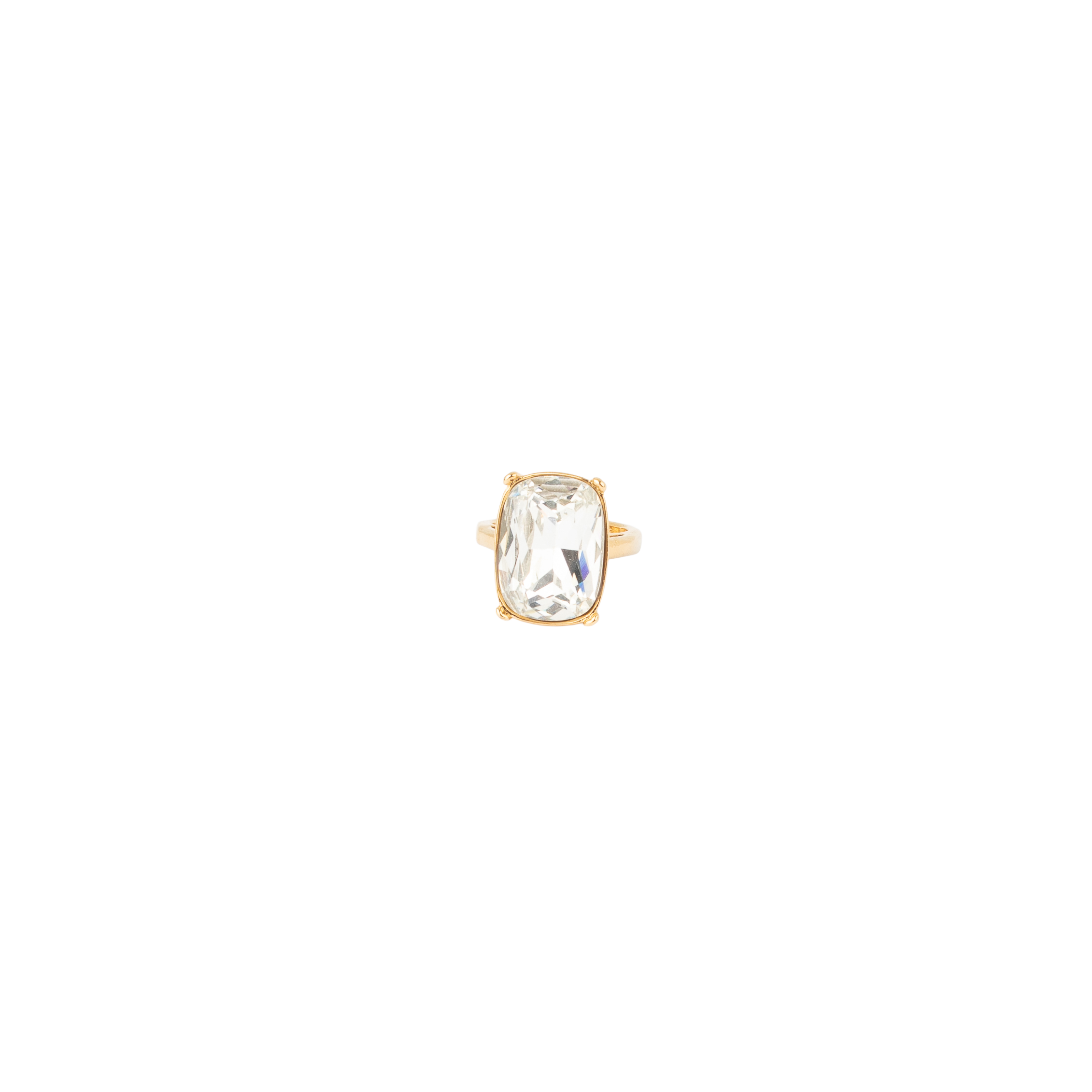 Gracie gold ring with large clear rectangular stone