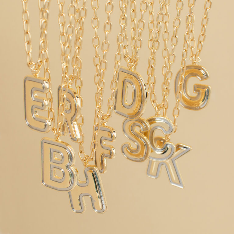 Two Tone Initial Necklace
